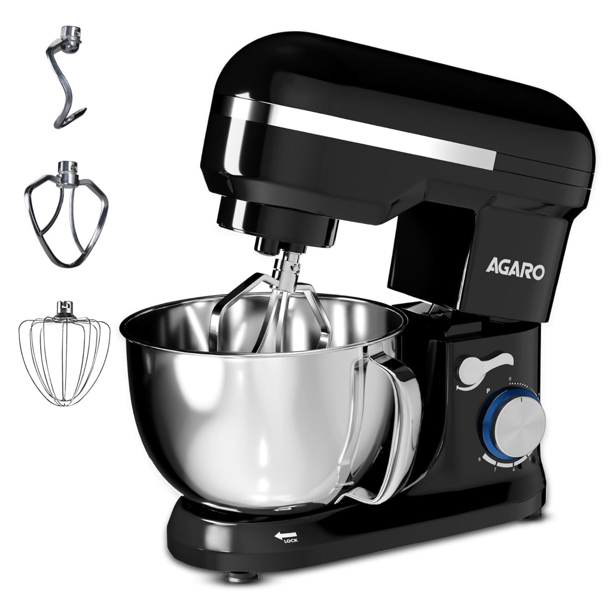 AGARO Royal Stand Mixer 1000W with 5L SS Bowl and...